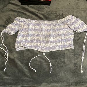 Lilac & White Ribbon Crop Top